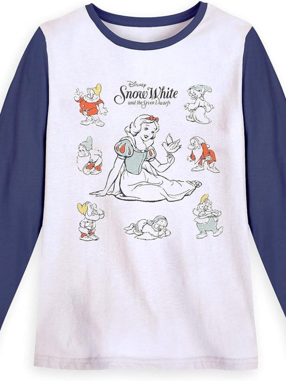 XXL Disney Snow White Long Sleeve Raglan Tee - White and Navy